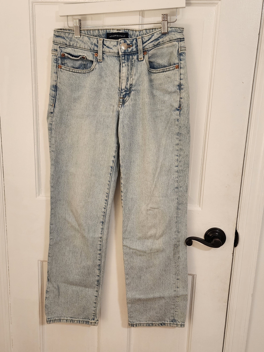 Aeropostale Mid Rise Ankle Straight Jeans Women 6R Light Wash Y2K Casual 90s